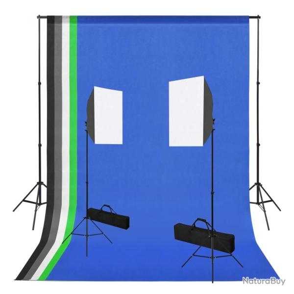 Kit de studio photo avec bo�te � lumi�re et toiles de fond