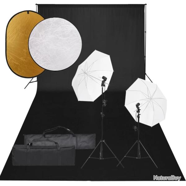 Kit de studio photo avec �clairage toile de fond et r�flecteur