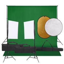 Kit de studio photo avec &eacute;clairage toile de fond et r&eacute;flecteur