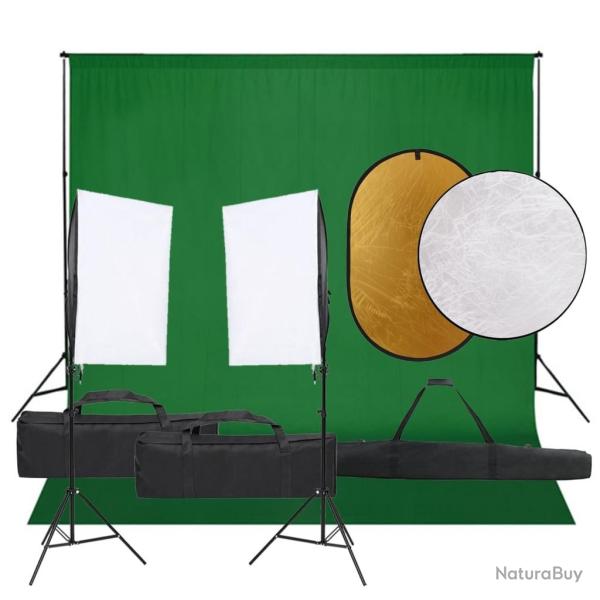 Kit de studio photo avec �clairage toile de fond et r�flecteur