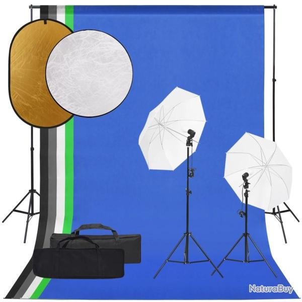 Kit de studio photo avec �clairage toile de fond et r�flecteur