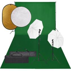 Kit de studio photo avec &eacute;clairage toile de fond et r&eacute;flecteur