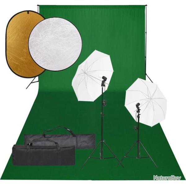 Kit de studio photo avec �clairage toile de fond et r�flecteur