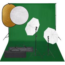 Kit de studio photo avec &eacute;clairage toile de fond et r&eacute;flecteur