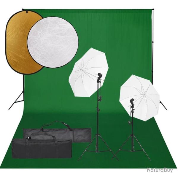 Kit de studio photo avec �clairage toile de fond et r�flecteur