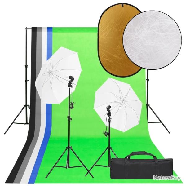 Kit de studio photo avec �clairage toile de fond et r�flecteur