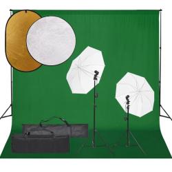 Kit de studio photo avec &eacute;clairage toile de fond et r&eacute;flecteur