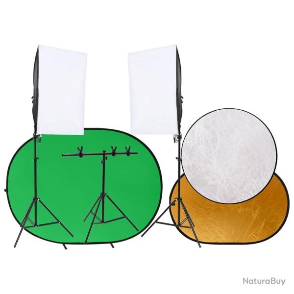 Kit de studio photo avec �clairage �cran de fond et r�flecteur