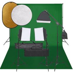 Kit de studio photo avec &eacute;clairage toile de fond et r&eacute;flecteur
