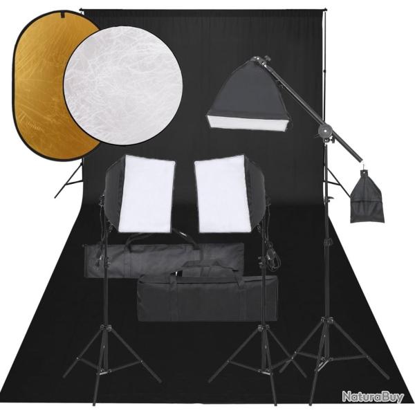 Kit de studio photo avec �clairage toile de fond et r�flecteur
