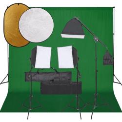 Kit de studio photo avec &eacute;clairage toile de fond et r&eacute;flecteur