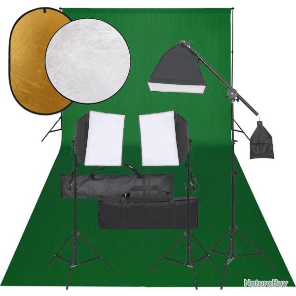 Kit de studio photo avec �clairage toile de fond et r�flecteur