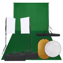 Kit de studio photo avec &eacute;clairage toile de fond et r&eacute;flecteur