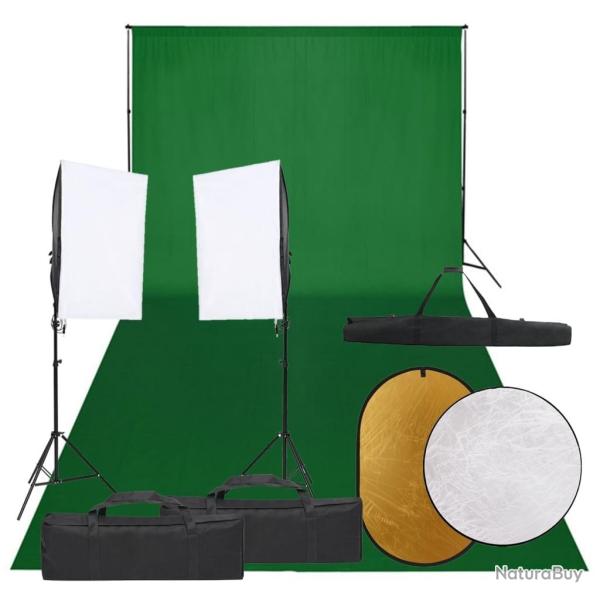 Kit de studio photo avec �clairage toile de fond et r�flecteur