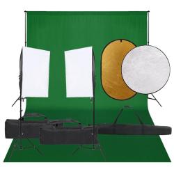 Kit de studio photo avec &eacute;clairage toile de fond et r&eacute;flecteur