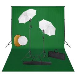 Kit de studio photo avec lampes toile de fond et r&eacute;flecteur