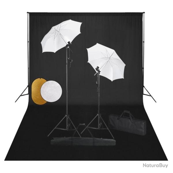 Kit de studio photo avec lampes toile de fond et r�flecteur