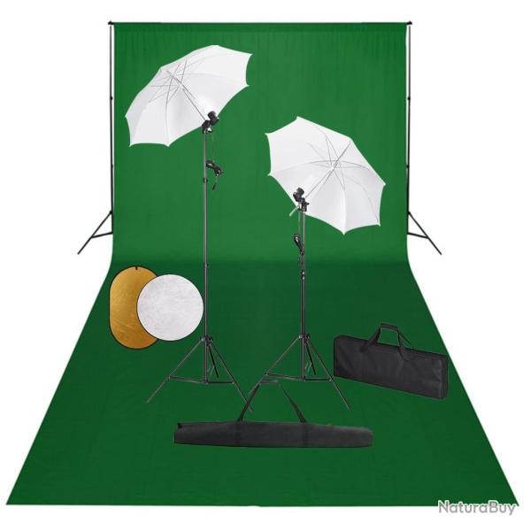 Kit de studio photo avec lampes toile de fond et r�flecteur
