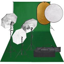 Kit de studio photo avec &eacute;clairage toile de fond et r&eacute;flecteur