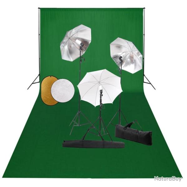 Kit de studio photo avec lampes toile de fond et r�flecteur