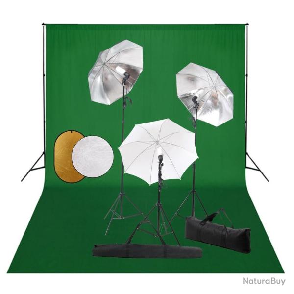 Kit de studio photo avec lampes toile de fond et r�flecteur