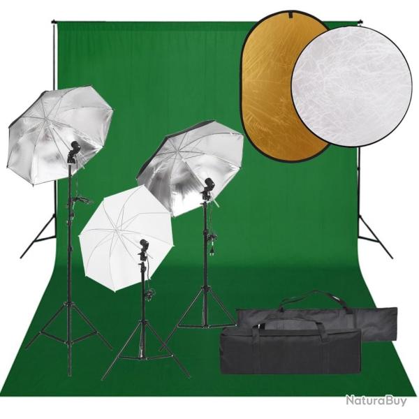Kit de studio photo avec �clairage toile de fond et r�flecteur