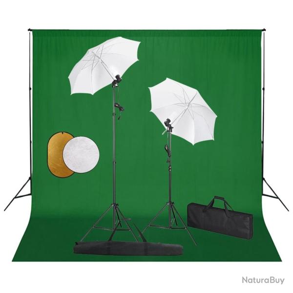 Kit de studio photo avec lampes toile de fond et r�flecteur