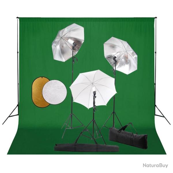 Kit de studio photo avec lampes toile de fond et r�flecteur