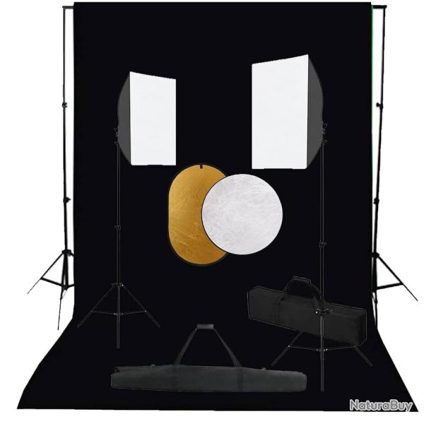 Kit de studio photo bo�tes � lumi�re toile de fond r�flecteur