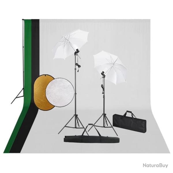 Kit de studio photo avec lampes toile de fond et r�flecteur