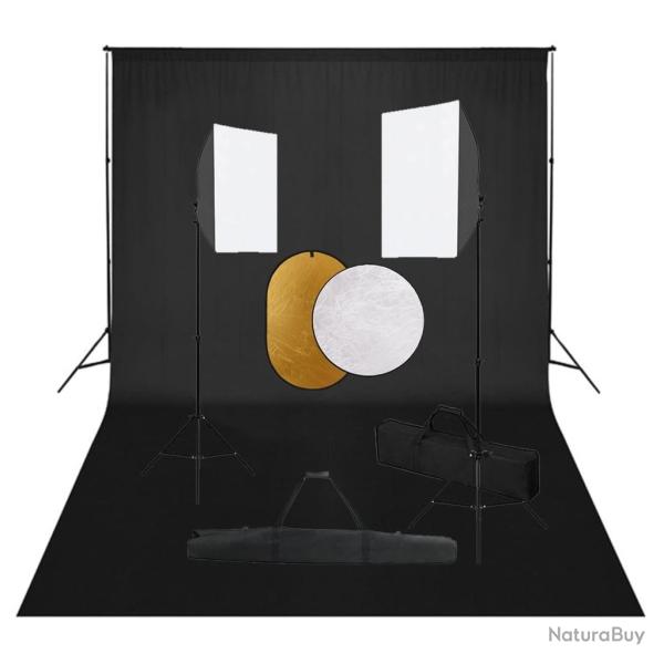 Kit de studio photo bo�tes � lumi�re toile de fond r�flecteur