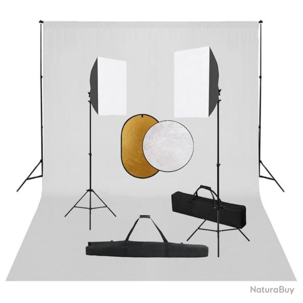 Kit de studio photo bo�tes � lumi�re toile de fond r�flecteur