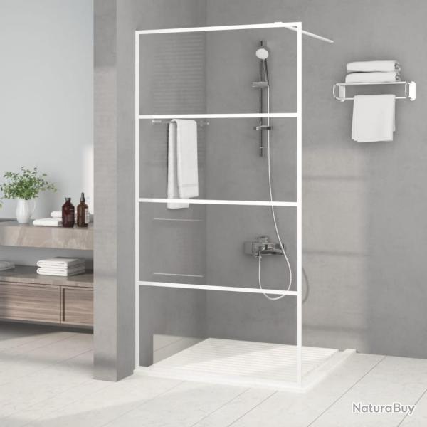 Paroi de douche Blanc 100x195 cm Verre ESG transparent