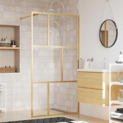 Paroi de douche avec verre ESG transparent dor&eacute; 115x195 cm