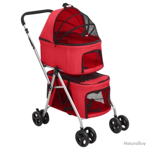 Poussette pour chien pliante � 2 niveaux Rouge 83x48x97 cm