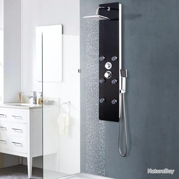 Panneau de douche Verre 25 x 44,6 x 130 cm Noir