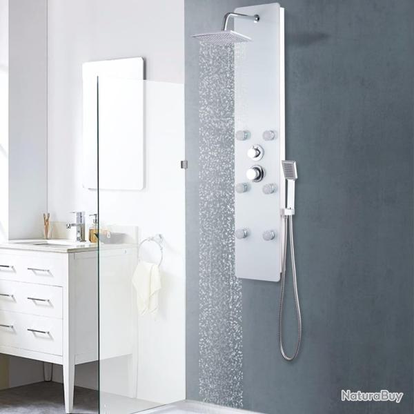 Panneau de douche Verre 25 x 44,6 x 130 cm Blanc