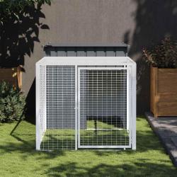 Poulailler avec cour anthracite 110x201x110 cm acier galvanis&eacute;