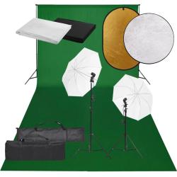 Kit de studio photo avec &eacute;clairage toile de fond et r&eacute;flecteur