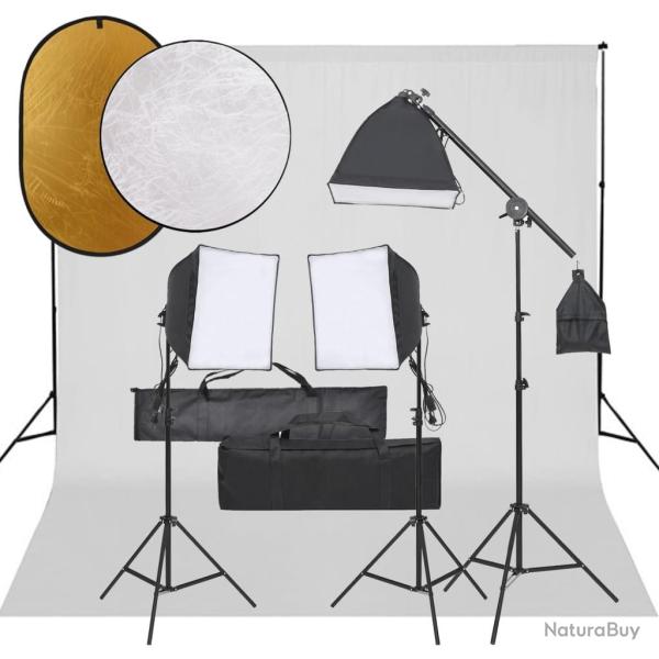 Kit de studio photo avec �clairage toile de fond et r�flecteur