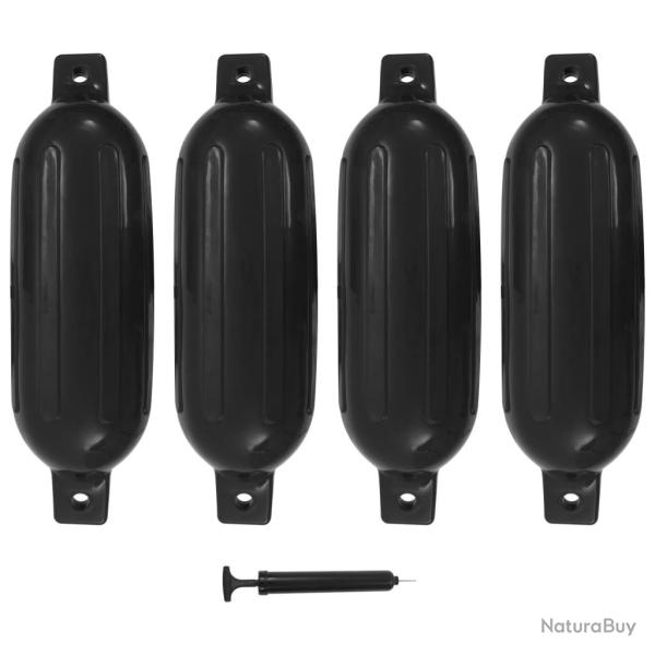 Pare-choc de bateau 4 pcs noir 58,5x16,5 cm PVC