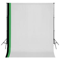 Kit de studio photo et 3 toiles de fond r&eacute;glables Coton 3x3 m