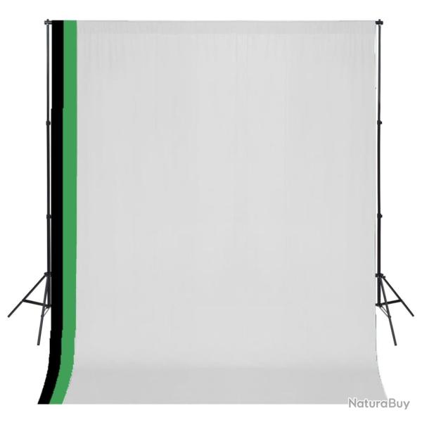 Kit de studio photo et 3 toiles de fond r�glables Coton 3x3 m