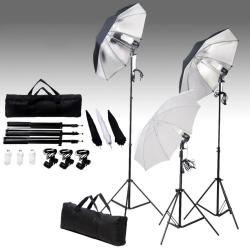 Kit de studio photo avec ensemble d'&eacute;clairage et toile de fond