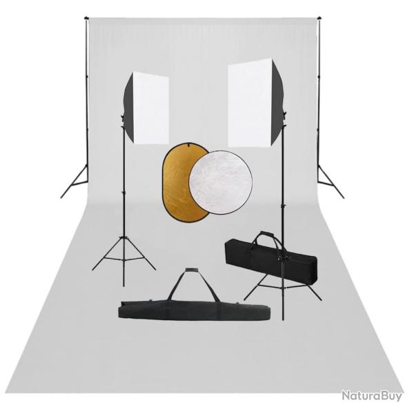 Kit de studio photo bo�tes � lumi�re toile de fond r�flecteur