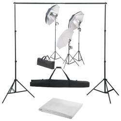 Kit de studio photo avec ensemble d'&eacute;clairage et toile de fond