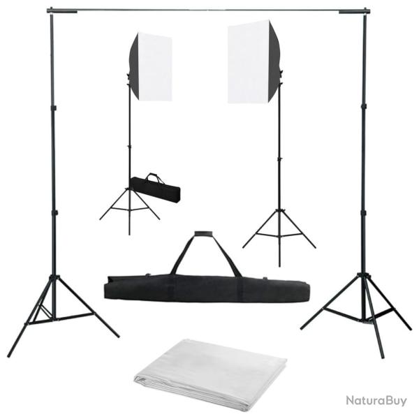 Kit de studio photo avec bo�tes � lumi�re et toile de fond