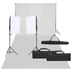 Kit de studio photo avec &eacute;clairage et toile de fond