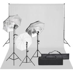 Kit de studio photo avec &eacute;clairage et toile de fond
