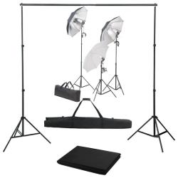 Kit de studio photo avec ensemble d'&eacute;clairage et toile de fond